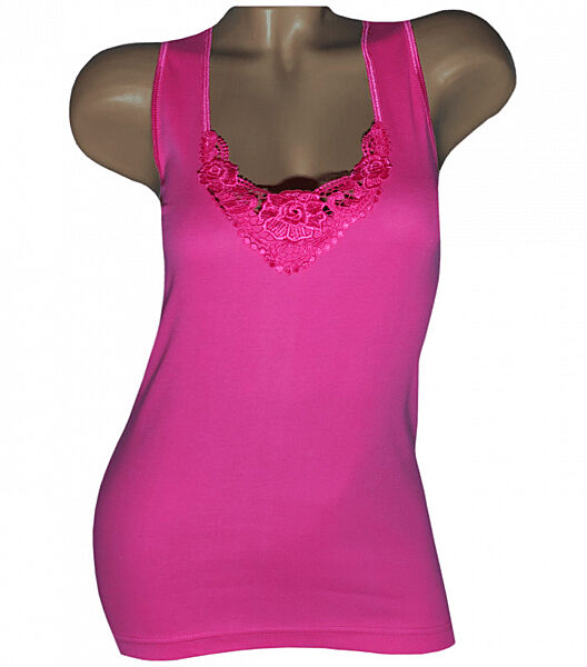 Жіноча майка на широкихбретельках з мереживом