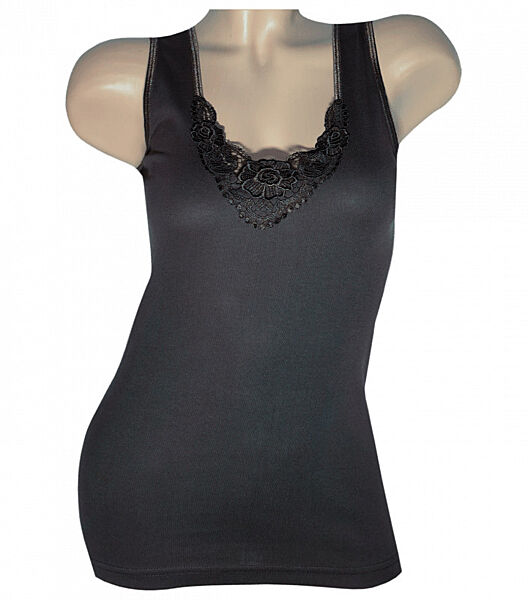 Жіноча майка на широкихбретельках з мереживом