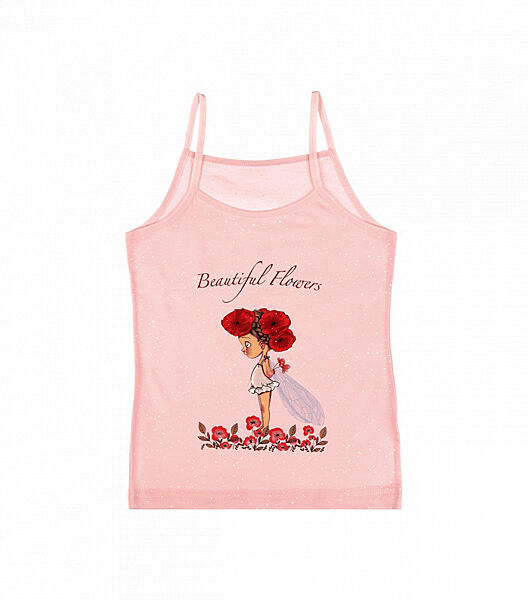 Майка з принтом для дівчинки натонкихбретелях