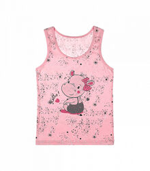 Дитяча майка для дівчаток на широкихбретелях змалюнком бегемотика