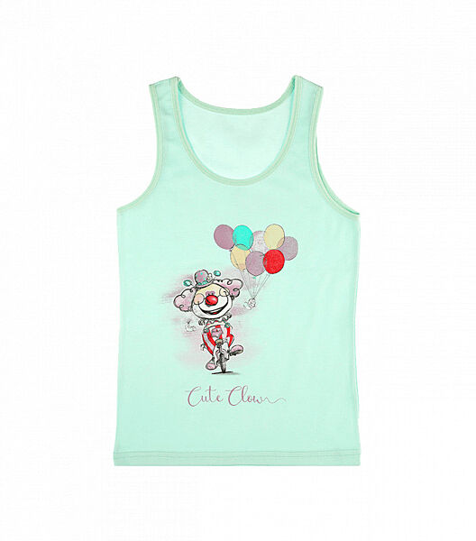 Дитячий майка для дівчатокзпринтом клоун на широких бретельках