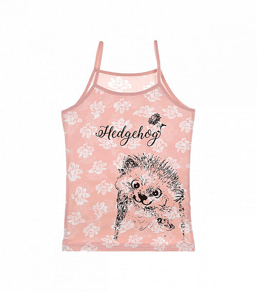 Майка на тонких бретельках для дівчинки з малюнком їжачка