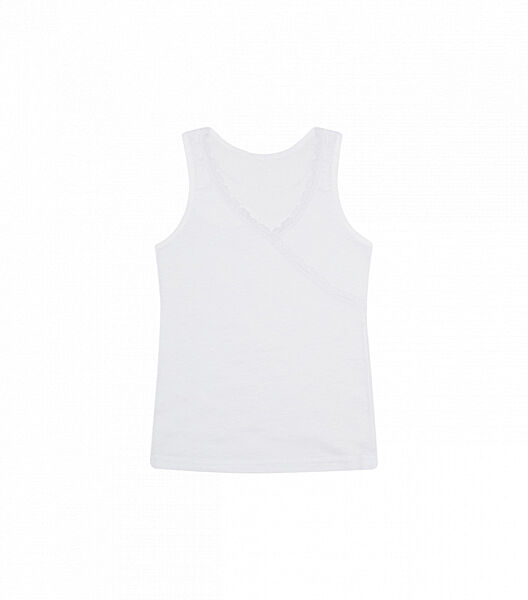 Ажурна майка для дівчинки на широких бретелях