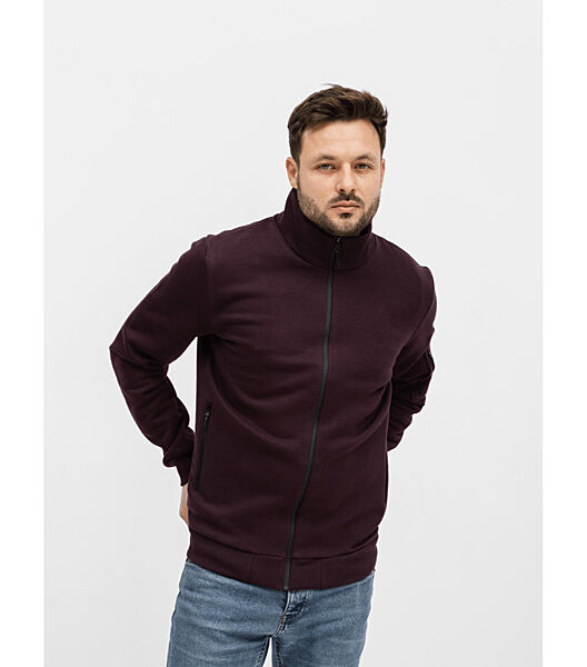 Тепла кофта на замку з накладною кишенею на рукаві