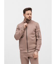 Тепла кофта на замку з накладною кишенею на рукаві