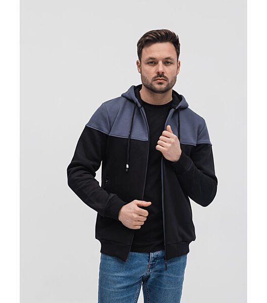 Тепла чоловіча комбінована кофта на застібці