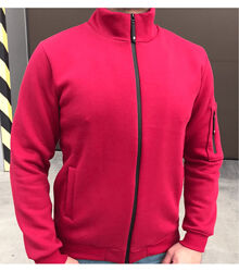 Батальна тепла кофта на замку з накладною кишенею на рукаві