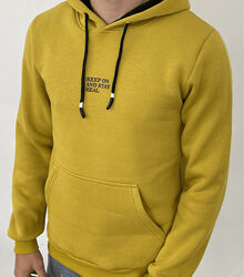 Тепле чоловіче худі з принтом KEEP ON