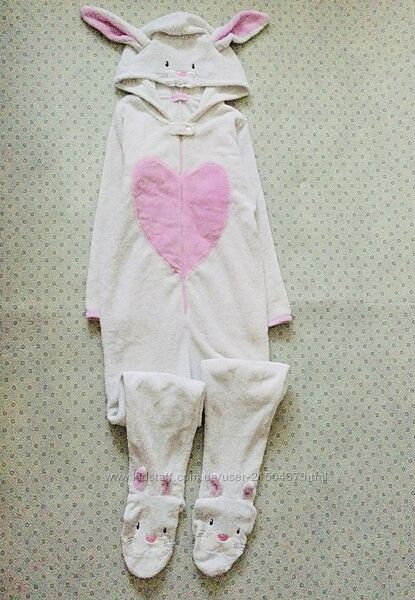 13 років, Primark флісовий пухнастий кігурумі Зайка з вушками на капюшоні.