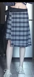 Юбка на запах Cop Copine в клетку хлопок. Юбка набедренная ассиметрия