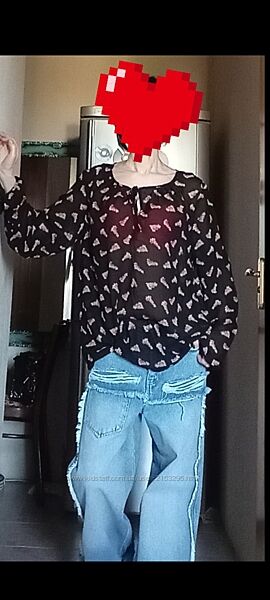 Блуза блузка прозрачная . Блуза лонгслив в свободном стиле оверсайз