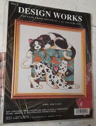 Набор для вышивания нитками DESIGN WORKSКот и собака Инь и янь 9411.