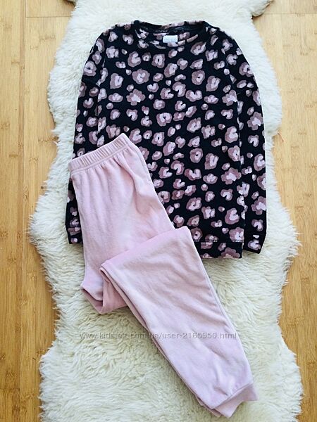 11 років, 146 зріст NEXT велюрова піжама на манжетах, реглан з анімалістичн