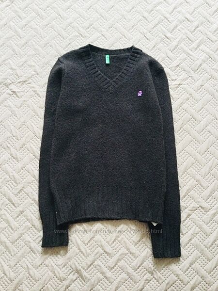 12-14 рок. Benetton. Італія. Светр 100 Вовна, колір Шоколад. школа. стан н
