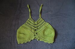 Зелёный зелений в&acuteязаний топ сексуальный короткий