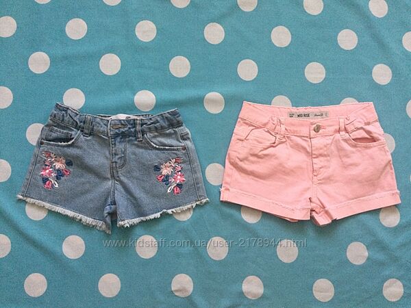 7-8 рок. 128 зріст Denim джинсові шорти з Вишивкою і необробленими краями,