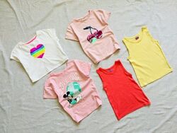  5-6 р Zara. Next. F&F футболки, літні майки. яскравий принт. 100 бавовна.