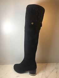 Ботфорти демісезонні замшеві чорні