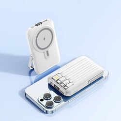 Повербанк magsafe fast charge безпровідний з вбудованими кабелями 10000 mah