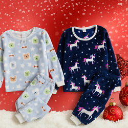 110-116 Найнижча ціна Пухнаста флісова зимова піжама на манжетах з Однорог