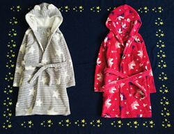 6-7 рок. YD. Studio. флісовий, махровий халат. сірий і рожевий, горизонтал