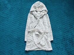 Primark розм. S махровий флісовий халат з вибитим принтом і вушками на капю