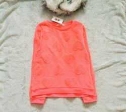 8-10 рок H&M фліска, толстовка, кофта з вибитими сердечками на манжетах нов