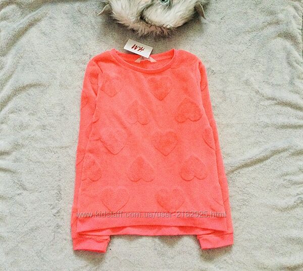 8-10 рок H&M фліска, толстовка, кофта з вибитими сердечками на манжетах нов