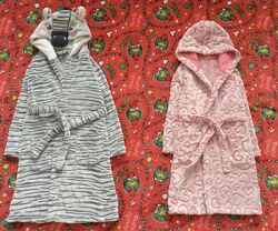 8-9 рок. George. Mothercare. халат флісовий, махровий, Зебра, вибиті рожеві