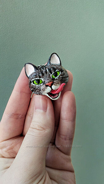 Портрет улюбленця по фото, портрет котика, кулон, кіт брошка. На замовлення