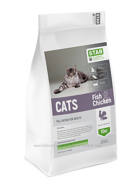 Сухий корм StarDeyl Cats Fish & Chicken 10кг курка, риба для котів