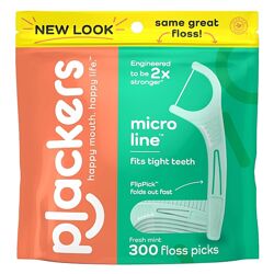Удобные зубочистки c зубной нитью Plackers Micro Mint, 75,90,150 та 300 шт.