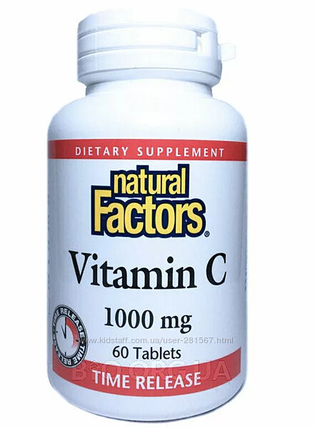 Natural Factors, Vitamin C 1000 mg, Витамин С 60 таблеток