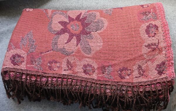 Шарф палантин бордовий вовна 170 см х 70 см  