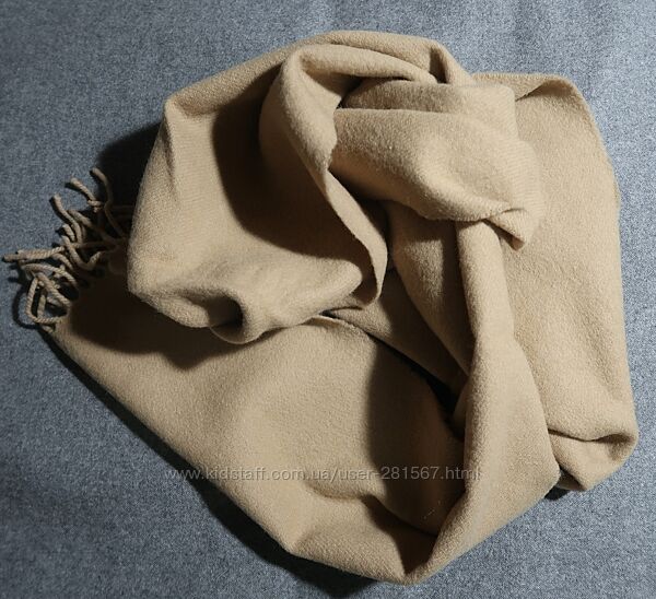 Шарф вовна бежевий мякий приємний на дотик 178 см х 25 см 