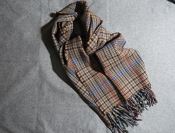 Шарф вовна принт клітинка мякий приємний на дотик 160 см х 32 см  