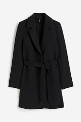 Пальто чорне H&M на осінь весну з поясом