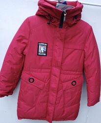 Зимова куртка для дівчат, тепла дитяча довга куртка . 128-152