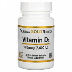 California Gold Nutrition, вітамін D3, 125 мг 5000 МО, 90 капсул 