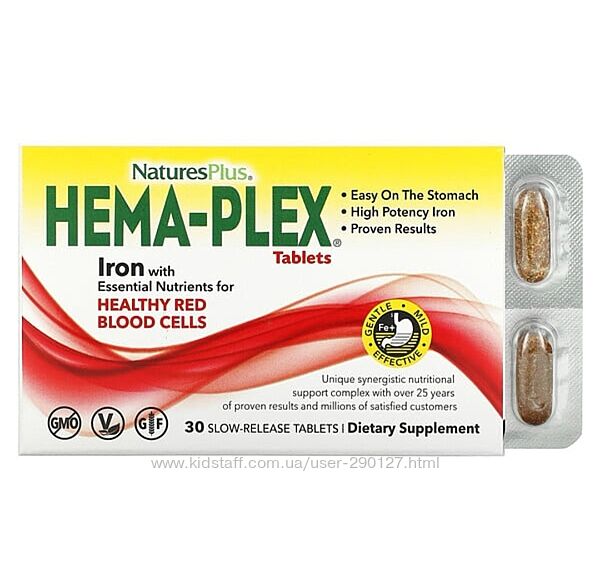 Залізо 85мг Hema-Plex, 30 таблеток із тривалим вивільненням